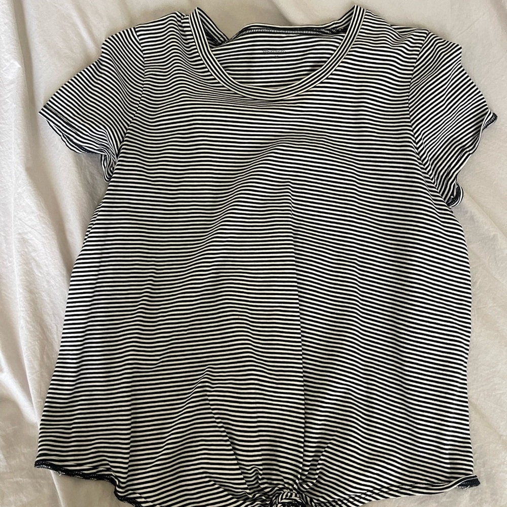 Madewell Black and White Striped Short Sleeve Tee